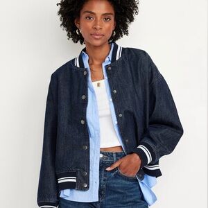 Brand new varsity jean jacket